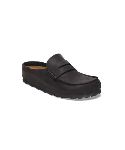 Birkenstock Naples Wrapped Oiled Leather Black Clogs