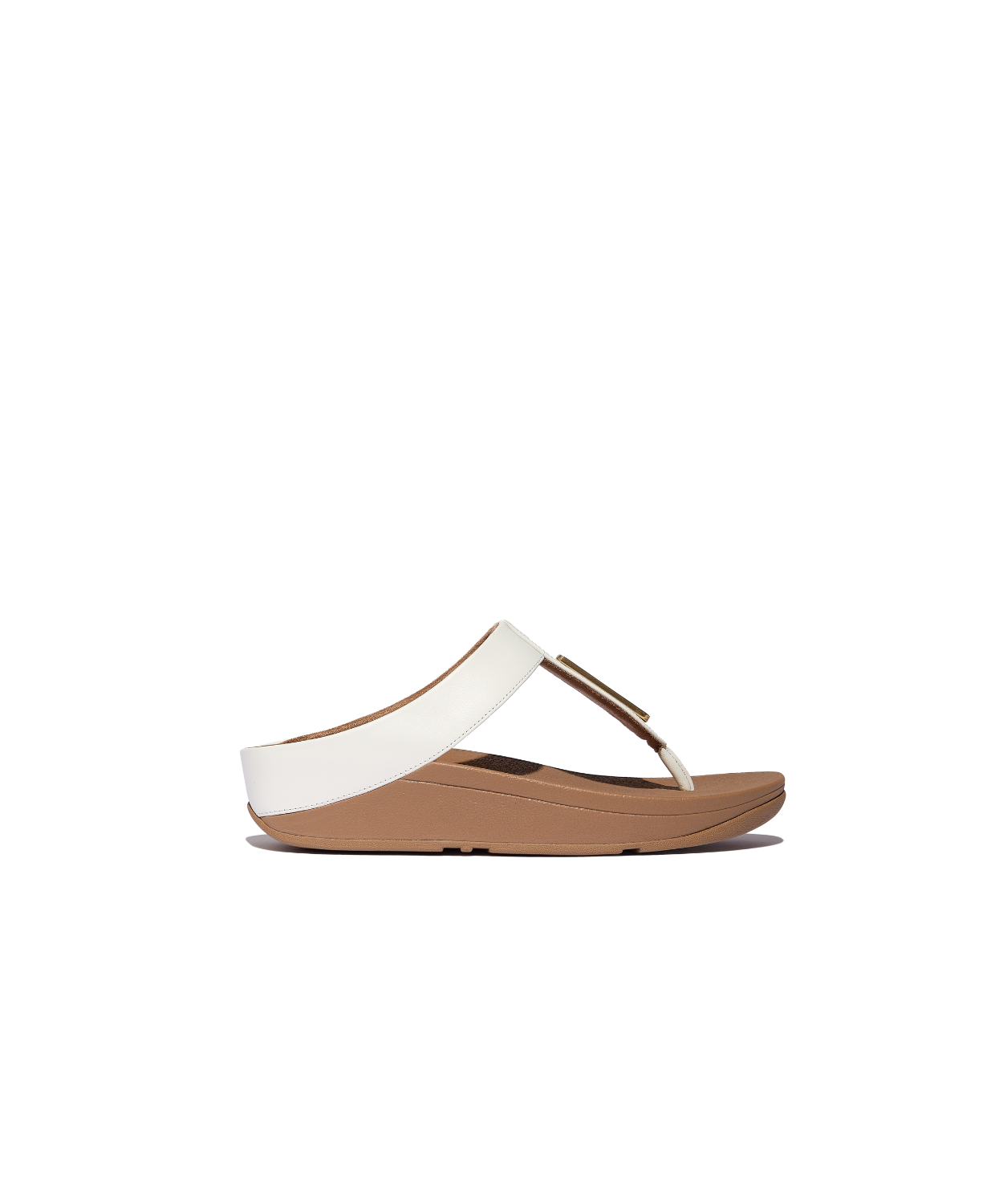 FitFlop Fino Gold Trim Leather Toe Post Sandals Urban White